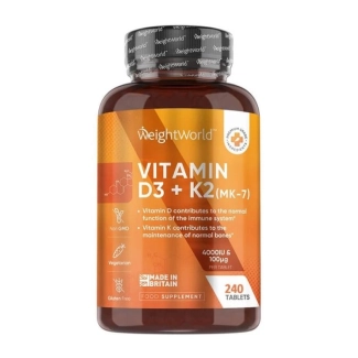 WeightWorld Костна система - Витамин D3 4000 IU + K2 100 µg,180 таблетки
