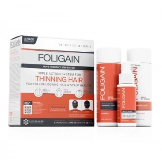 FOLIGAIN® MEN’S TRIPLE ACTION COMPLETE SYSTEM FOR THINNING HAIR – система за възстановяване на оредяла и слаба коса за мъже сет 3 в 1