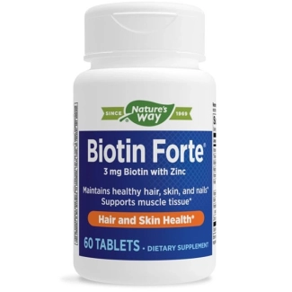 Nature’s Way За сияйна кожа, здрава коса и твърди нокти - Биотин форте® с цинк , 60 таблетки