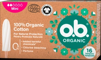 O.B. Тампони 100% Organic cotton Mini, 16 бр.