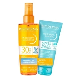 Комплект Bioderma Photoderm Bronz Слънцезащитен спрей SPF30 х200 мл + Apre-Soleil Мляко за след слънце х100 мл