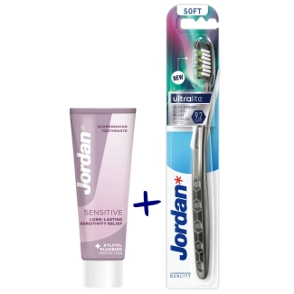 Jordan Комплект Ultralite Четка за зъби Soft+Sensitive Паста за зъби 75 мл