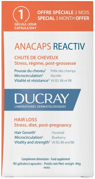 Ducray Anacaps Reactiv при реактивен косопад x90 капсули