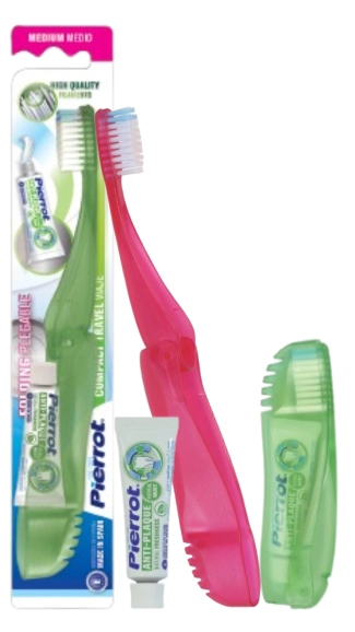 Pierrot Compact Travel Четка за зъби Medium за възрастни + 5 мл паста за зъби