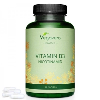 Vegavero Витамин В3 (Никотинамид) - Vitamin B3 Nicotinamid, 180 капсули