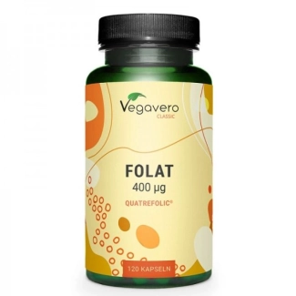 Vegavero Фолиева киселина Quatrefolic (метил фолат), 120 капсули