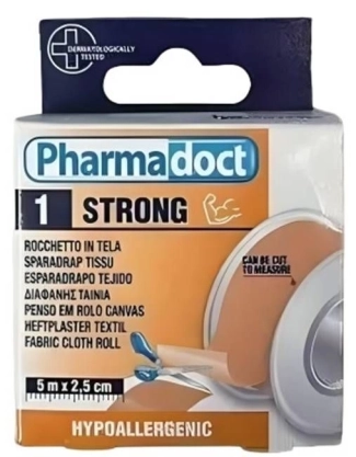 Pharmadoct Хипоалергенен лейкопласт текстил Stong 5 м х 2,5 см