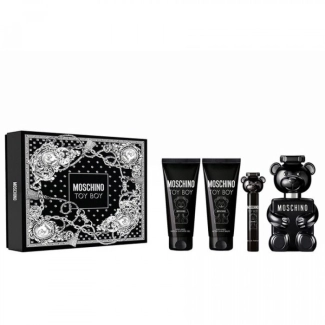 Moschino Toy Boy комплект за мъже EDP 100 ml + EDP 10 ml + афтършейв балсам 100 ml + душ гел 100 ml