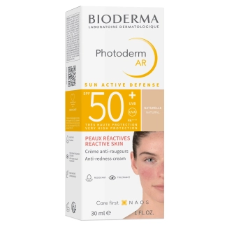 Bioderma Photoderm AR Слънцезащитен крем за лице за чувствителна и реактивна кожа SPF50+ натурален цвят x30 мл