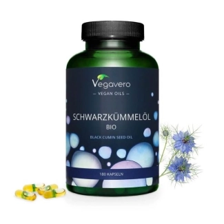 Vegavero Schwarzkümmelöl Bio / Черен кимион (масло от семена органик), 180 капсули, 100% Vegan