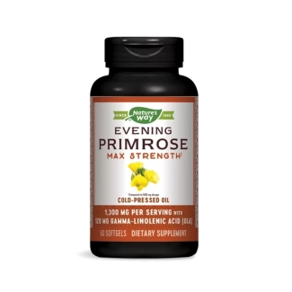 Вечерна иглика (масло) –  висока концентрация - Хормонален баланс – Evening Primrose Max Strength, 1300 mg, 60 софтгел капсули