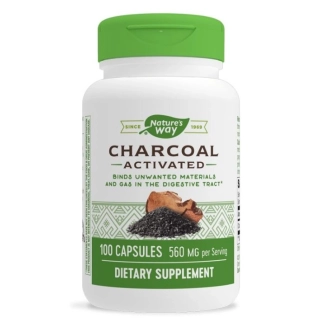 Nature’s Way Активен въглен от черупки на кокосов орех - Детоксикация на храносмилателната система, 280 mg х 100 капсули