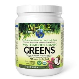 Natural Factors 100% ферментирали органик растителни храни, с тропически вкус Whole Earth &amp; Sea, 390 g прах