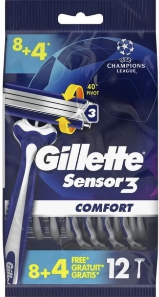 Gillette Sensor 3 Comfort Самобръсначки за еднократна употреба с овлажняваща лента 8+4 бр