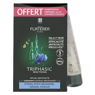 Rene Furterer Triphasic Reactional Ritual Anti-Hair Loss Reactional Treatment 12 ампули х 5 мл + ПОДАРЪК Шампоан против косопад 100 мл