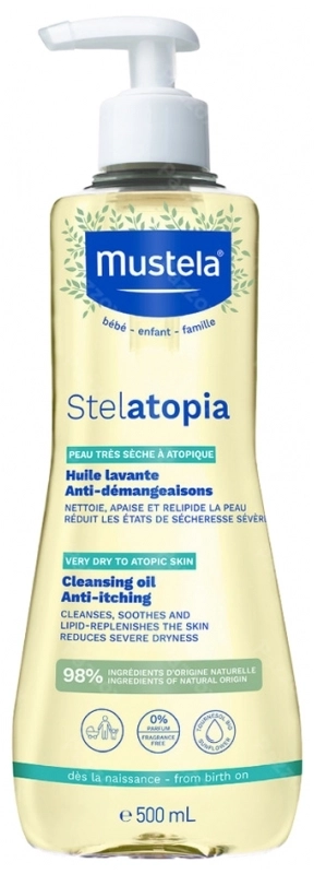 Mustela Stelatopia Душ-олио за атопична кожа 500 мл